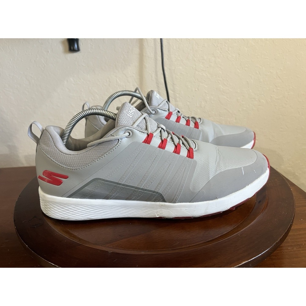 Skechers Go Golf Max Sport Mens 11.5 Grey Red Spikeless Shoes 214022 GYRD
